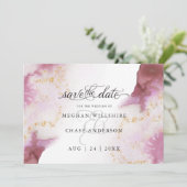 Carte Aquarelle Rose Quartz Gold Geode BarefootBride™ (Debout devant)