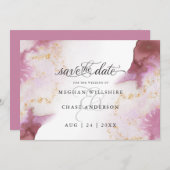 Carte Aquarelle Rose Quartz Gold Geode BarefootBride™ (Devant / Derrière)