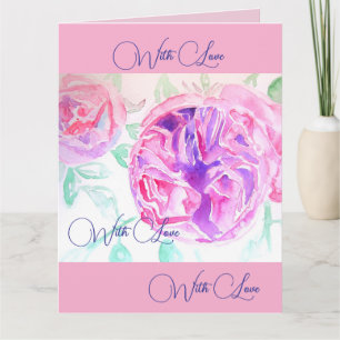 Carte Aquarelle rose rose lilas fleur floral