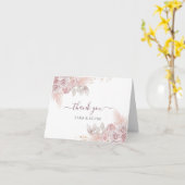 Carte Aquarelle Rose rose pâle Merci de fleurs rose (Fleur jaune)