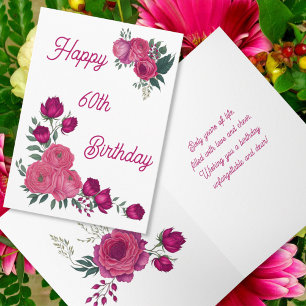 Carte Aquarelle rose roses Bouquet de printemps 60e anni