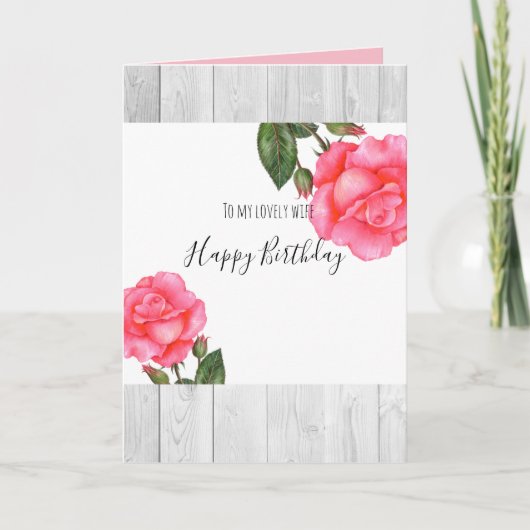 Carte Aquarelle rose Roses Floral Joyeux Anniversaire (Devant)