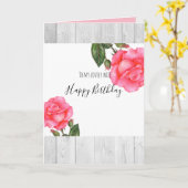 Carte Aquarelle rose Roses Floral Joyeux Anniversaire (Fleur jaune)