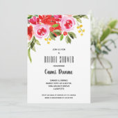 Carte Aquarelle rose rouge Fête des mariées florale Invi (Debout devant)