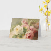 Carte Aquarelle rose victorienne vintage (Fleur jaune)