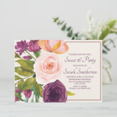 Carte Aquarelle rose violet rose crème fleurie douce 16 (Debout devant)