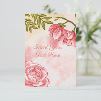 Carte Aquarelle Roses Fleur Romantique