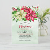 Carte Aquarelle Rouge Blanc Poinsettia Florale Noël (Debout devant)