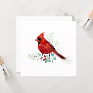 Carte Aquarelle rouge cardinale