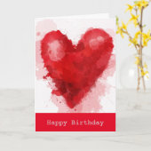 Carte Aquarelle rouge coeur gothique fille anniversaire (Fleur jaune)