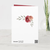 Carte Aquarelle rouge Rose Floral 70e anniversaire (Dos)