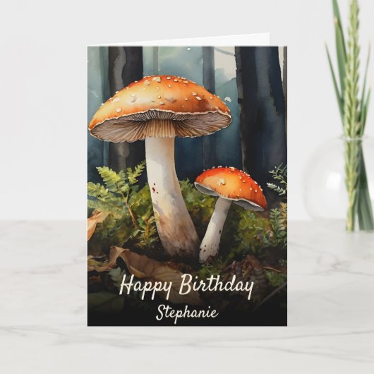 Carte Aquarelle rouge Toadstool ・ Fall Forest Anniversai (Devant)