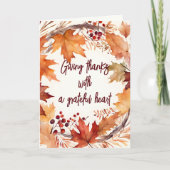 Carte Aquarelle rustique Autumn Wreath Thanksgiving (Devant)