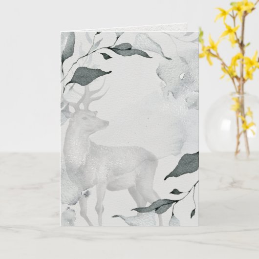 Carte Aquarelle rustique Cerf pacifique (Fleur jaune)