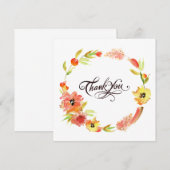 Carte Aquarelle rustique Chic Floral Merci de couronne (Devant / Derrière)