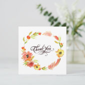 Carte Aquarelle rustique Chic Floral Merci de couronne (Debout devant)