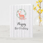 Carte Aquarelle Rustique Reindeer Boho Anniversaire (Fleur jaune)