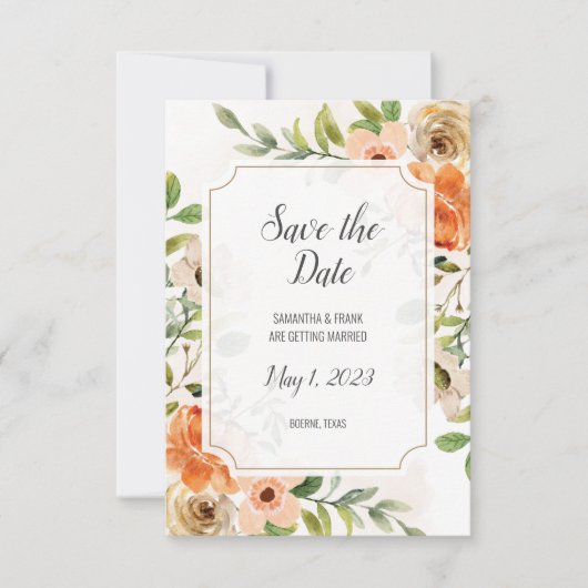 Carte Aquarelle rustique Terracotta Floral (Devant)