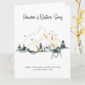 Carte Aquarelle rustique Une photo Bois Noël (Fleur jaune)