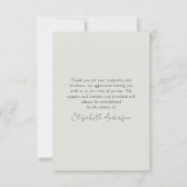 Carte Aquarelle Sage Photo Funérailles Sympathie Merci (Dos)