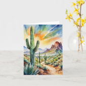 Carte Aquarelle Saguaro (Fleur jaune)