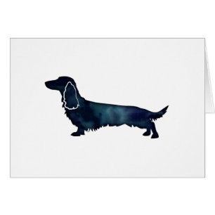 Carte Aquarelle Silhouette Dachshund Long Haied
