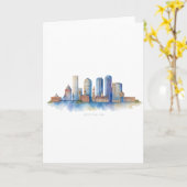 Carte Aquarelle Skyline de Boston City | MA Boston moder (Fleur jaune)
