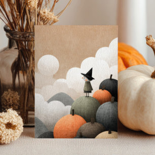 Carte Aquarelle Sorcière Éffrayante mignonne minimaliste