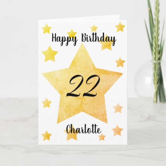 Carte Aquarelle Stars 22e anniversaire (Devant)