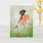 Carte Aquarelle Stonechat Oiseau Nature Sympathie la plu (Fleur jaune)