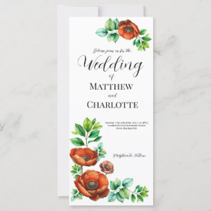 Carte Aquarelle Sublime Rouge Poppies en style Vintage