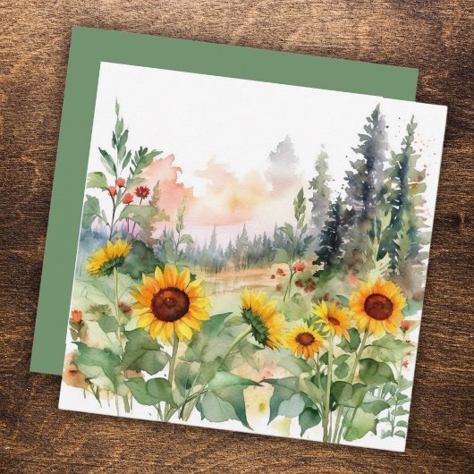 Carte aquarelle Sunflower Garden Nature