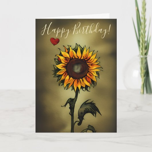 Carte Aquarelle Sunflower Love Fleur Anniversaire (Devant)