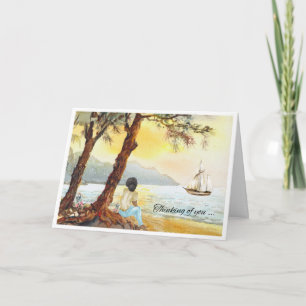 Carte Aquarelle Sunset Voilier Sympathe