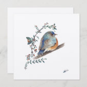Carte Aquarelle Sweet Bluebird (Devant / Derrière)