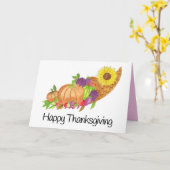 Carte Aquarelle Thanksgiving cornucopia (Fleur jaune)