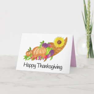 Carte Aquarelle Thanksgiving cornucopia