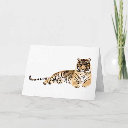 Carte Aquarelle Tiger Repose (Devant)