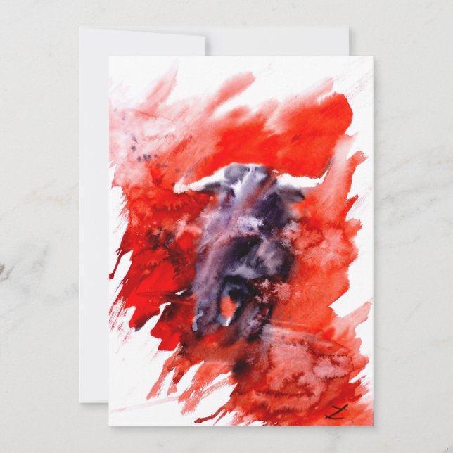 Carte Aquarelle Toro espagnole de combat contre Bull (Devant)