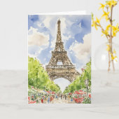 Carte Aquarelle Tour Eiffel (Fleur jaune)