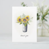 Carte aquarelle tournesols merci (Debout devant)