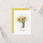 Carte aquarelle tournesols merci (Devant/Arrière en situation)