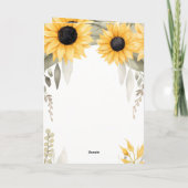 Carte Aquarelle Tournesols Sympathie la plus profonde (Dos)