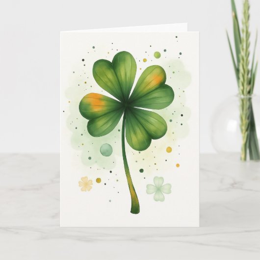 Carte aquarelle Trèfle Chanceux (Devant)