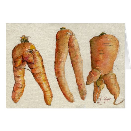 Carte Aquarelle Trois Carottes Folles (Devant horizontal)