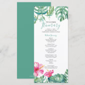 Carte Aquarelle Tropical Floral Itinéraire Mariage (Devant / Derrière)