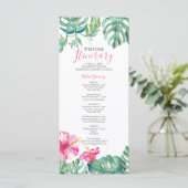 Carte Aquarelle Tropical Floral Itinéraire Mariage (Debout devant)