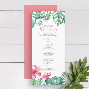 Carte Aquarelle Tropical Floral Itinéraire Mariage