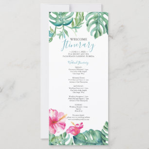 Carte Aquarelle Tropical Floral Itinéraire Mariage
