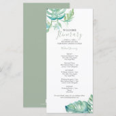 Carte Aquarelle Tropical Green Itinéraire Mariage (Devant / Derrière)
